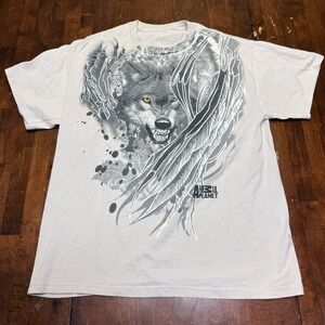 Animal Planet Wolf T-Shirt Mens Medium Gray Wolf Graphic 2009 Short Sleeve Tee